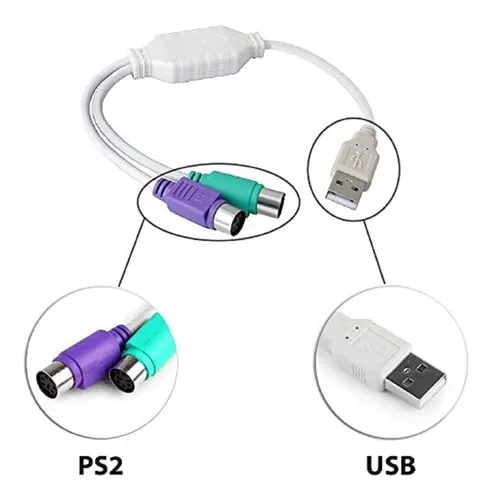 Adaptador Convertidor Conector Ps2 A Usb Teclado Y Mouse Ps2