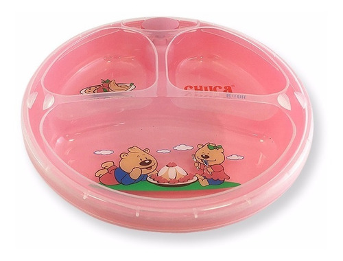 Imagem 4 de 6 de Prato Térmico Infantil Chuca Baby - 3 Divisões - Rosa