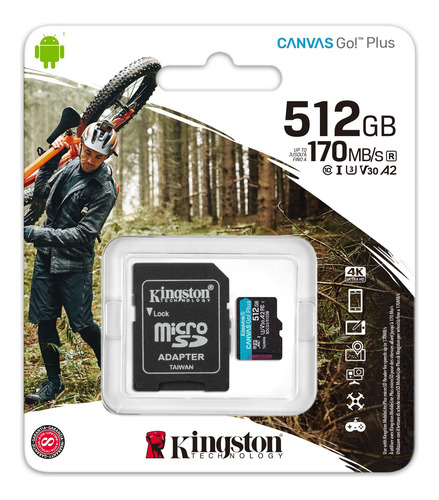 Tarjeta De Memoria Micro Sd 512gb Kingston Canvas Go Plus 4k