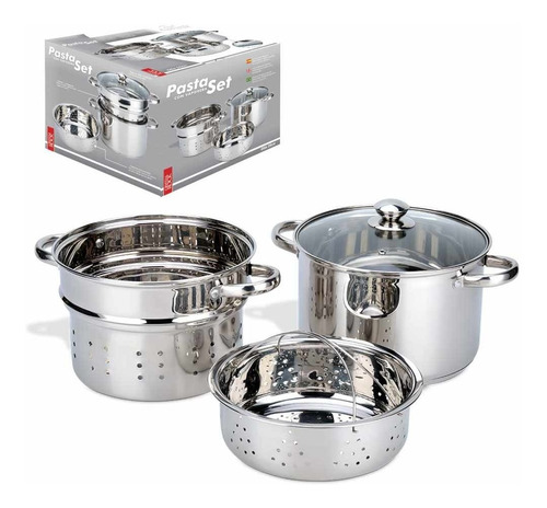 Set Pasta Pot 24 Cm Mango Roswell  Vaporera Acero Inoxidable