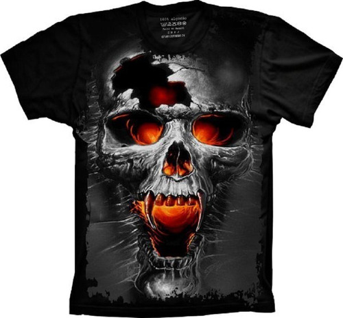 Camiseta Frete Grátis Plus Size Cranio Caveira Vampiro 3d