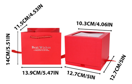 Caja Con Ventana, 9 Corazones, Rosas Rojas, Para El Día De S