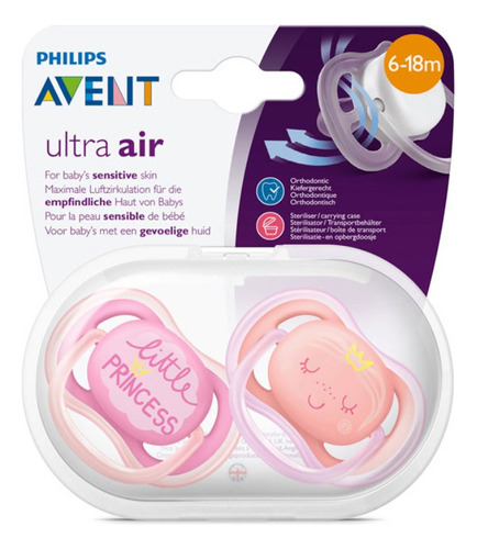 Avent Chupete Ultra Air 6-18 Meses X 2 Unid Varon