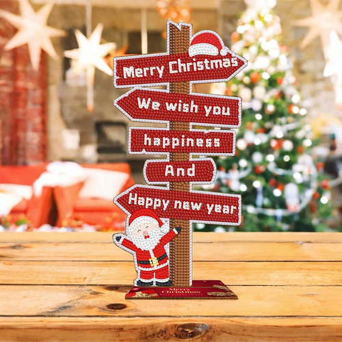 Letrero De Madera Navideño, Adorno 14,5 Cm X 29 Cm Rojo