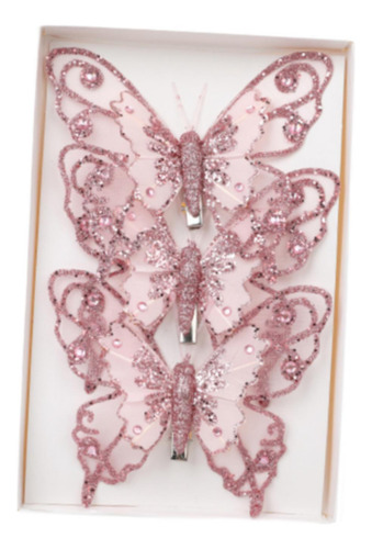 3 Piezas De Adornos De Mariposas Para De Navidad Con Clip