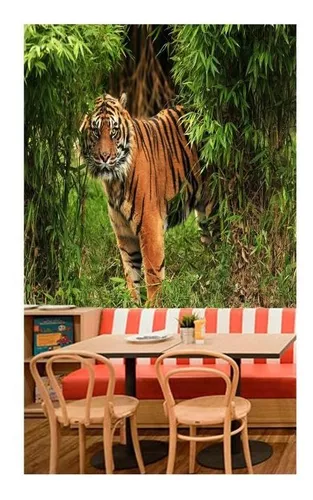 Adesivo De Parede Animais Tigre Paisagem 3d 1,90m² Anm201 no Shoptime