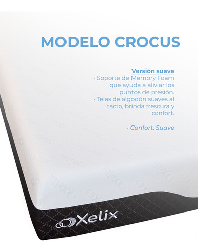 Colchón Crocus Queen Memory Foam En Caja, Confort Suave
