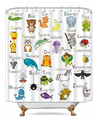 Riyidecor Abc Learning Alphabet - Cortina De Ducha Para Niño