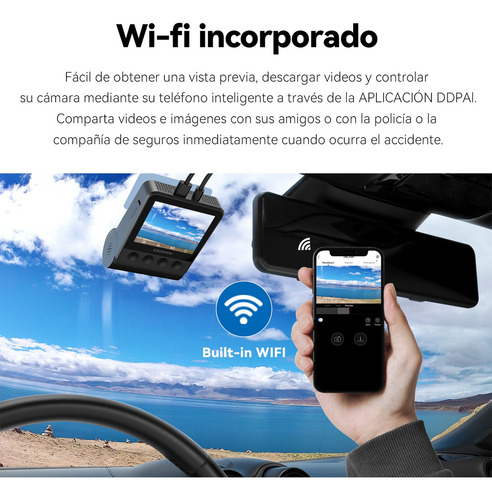 DDPAI Z50 Câmera Veicular Frontal e Traseira 4K+1080P Com Wi-Fi GPS D²Save Tela 2.3" Supercapacitor Gravação em Loop Visão Noturna Ângulo Amplo de 140° Com Sensor IMX415