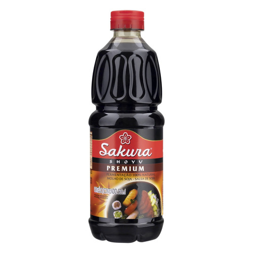 Imagem 1 de 2 de Molho shoyu Sakura Premium sem glúten em garrafa 500 ml