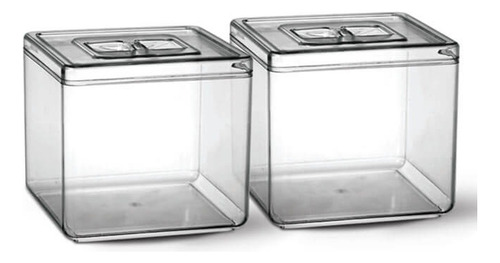 Kit 2 Potes Em Acrílico P/ Granel Cereais Alimentos 6,5l Qua