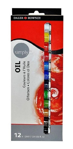 Set 12 Pinturas Óleo Tubo Estuche Daler Rowney Simply 12ml