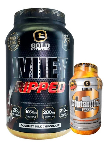 Imagen 1 de 4 de Whey Ripped + L Glutamina. Combo Gold Nutrition. Outlet