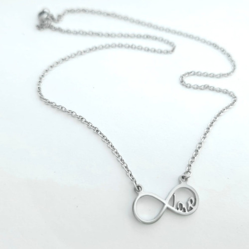 Collar Amor Infinito Love Cadena Acero Quirurgico Plateado