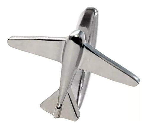 Mancuernillas Thot Ra Figura De Avion Pequeño Plateado G-721