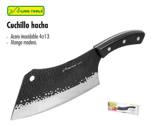 Cuchillo Hacha De Acero Inoxidable 2111 Mango Madera Cocina