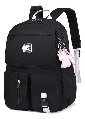 Mochila para niños, mochila escolar ligera y hermosa con color negro