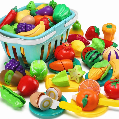 Kids Kitchen Toys Juego De 70 Piezas De Frutas Y Verduras