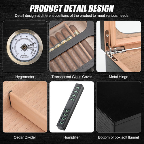 Caja De Cigarros Con Accesorios Humidor Madera 20-35 Unid Ne