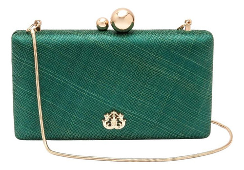 Bolsa Clutch Em Ráfia E Corrente Verde Isla