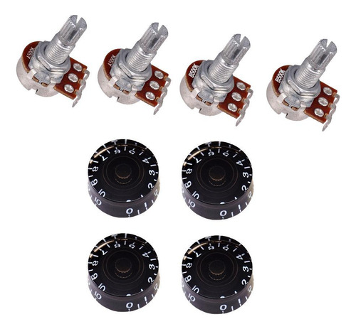 4 Piezas De Potenciómetro De Guitarra Audio Pots Negro