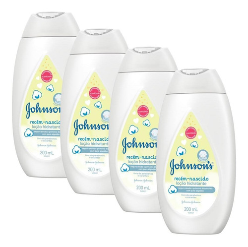 Kit 4 Hidratantes Corporal Recém-nascido Johnson's Baby200ml