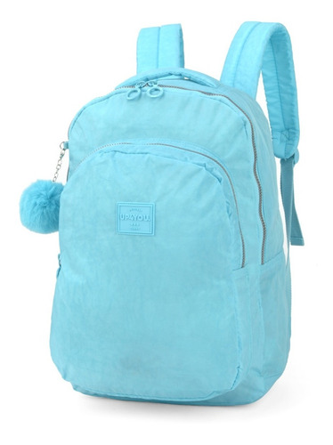 Mochila De Costas Tactel Pompom Up4you Turquesa