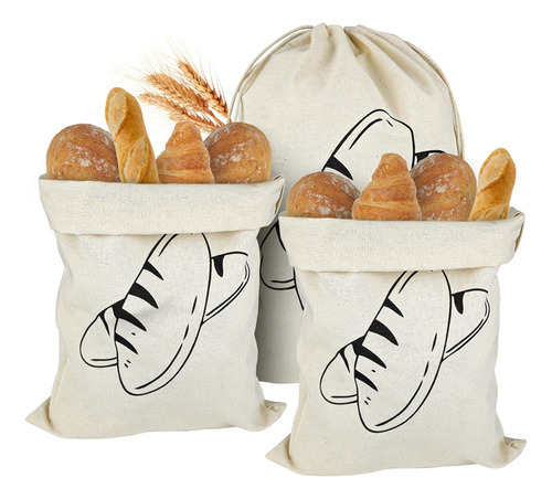 3 Bolsas De Pan De Lino Sin Blanquear, 40 X 30 Cm, Ropa De C