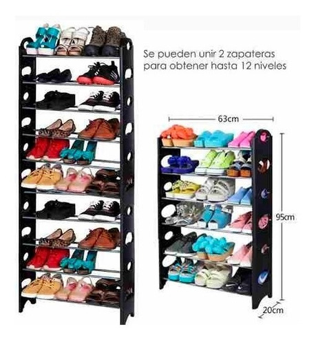 Imagen 2 de 8 de Zapatera Rack Organizador Zapatos 10 Niveles Super Resistent