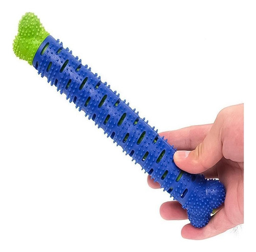 Brinquedo 3x1 Mordedor Osso Escova De Dente Para Cães Pets Cor Azul