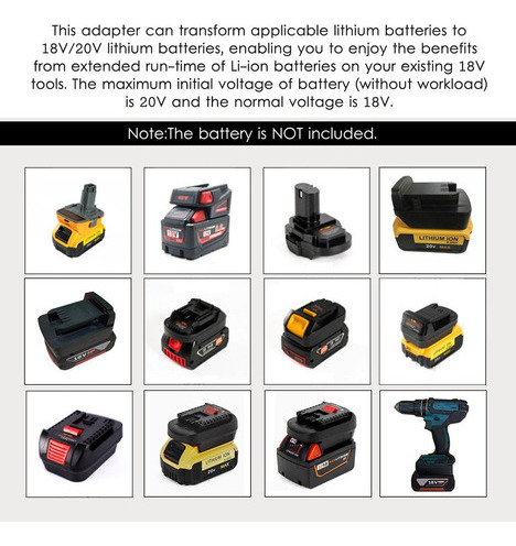 Kkmoon - Convertidor De Batería De Litio 18v-20v Adaptador A