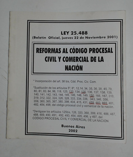 Ley 25488 Reformas Al Codigo Procesal Civil Y Comercial De L