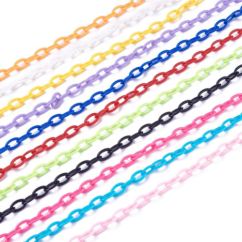 10 Cadenas De Plástico 40cm Bisutería Colores 12mm Eslabón