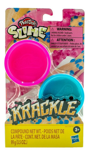 Pack 2 Masa Moldeable Play Doh Slime Krackle Rosa Y Azul 99g