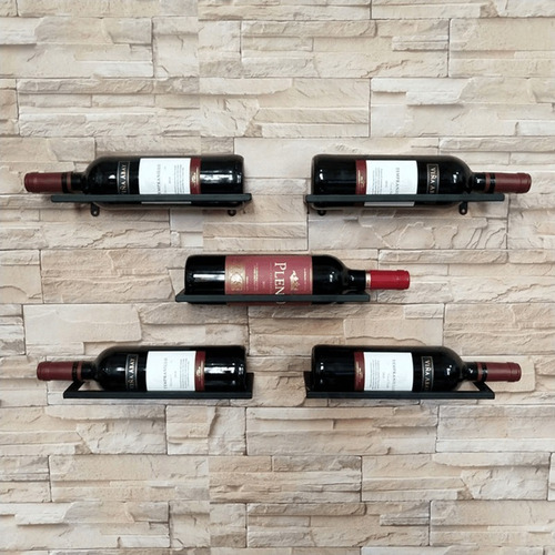 Botellero De Pared Porta Vino Estante Paquete De 10 Botellas Negro