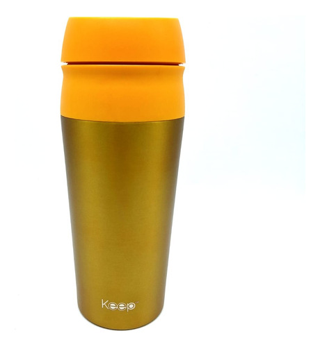 Mug Boton Value Keep 450 Ml Vaso Térmico Outdoor Camping Color Amarillo Liso