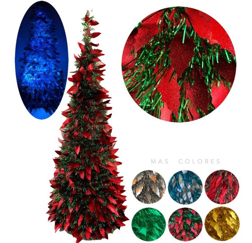 Imagen 1 de 10 de Arbol De Navidad Espiral Plegable 1,10 Mts Hojas Con Luz Led