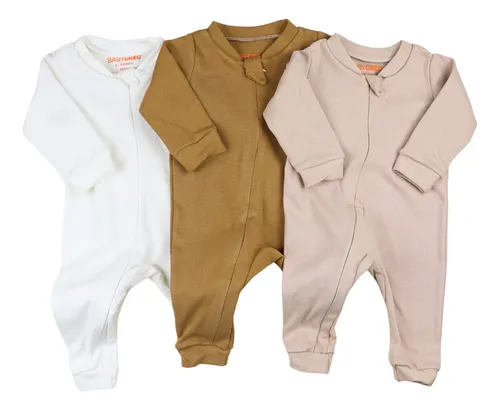 comprar Kit 3 Macacão De Bebê Minimalista Com Ziper - Baby Greg
