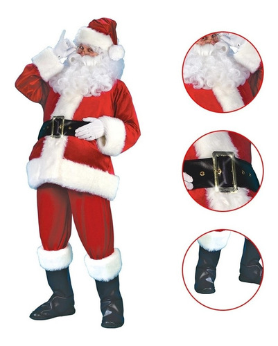 Traje De Navidad Santa Franela De Lujo Para Hombre B