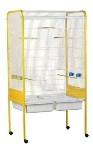 Viveiro Passaros Tubular Branco Grande Malha Fina 2 Bandejas