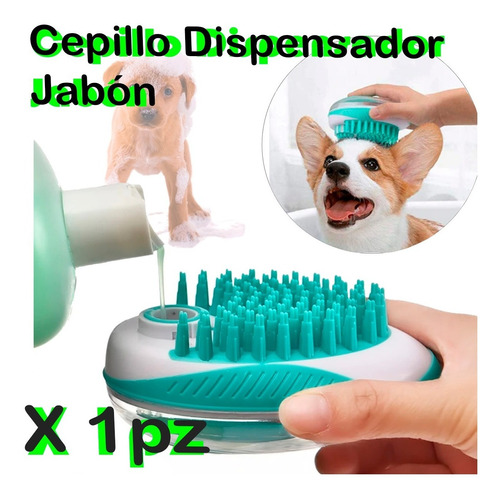 Cepillo Dispensador Jabón Para Baño Mascotas Perros