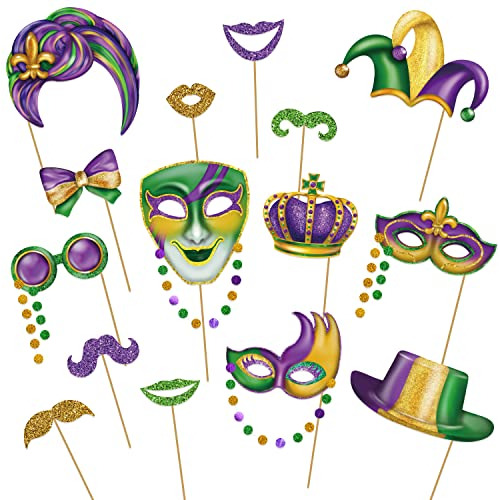 15 Accesorios De Photobooth Fiesta De Mardi Gras