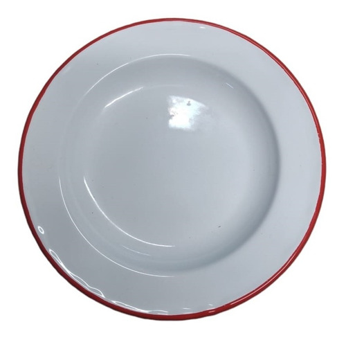 Plato Nonfork De Postre Enlozado 18 Cm Vintage Borde Rojo