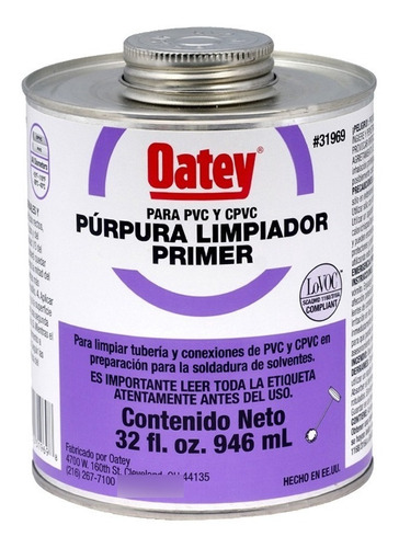 Oatey Primer Limpiador Para Pvc Purpura 32 Oz