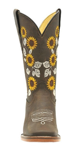 Imagen 2 de 2 de Bota Rodeo Mujer Vaquera Flores Elegante Plataforma 1222-741