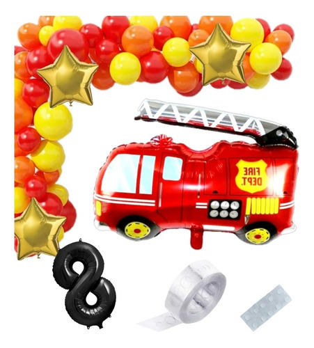 Pack De Globos Camión De Bomberos, Kit De 47 Piezas 