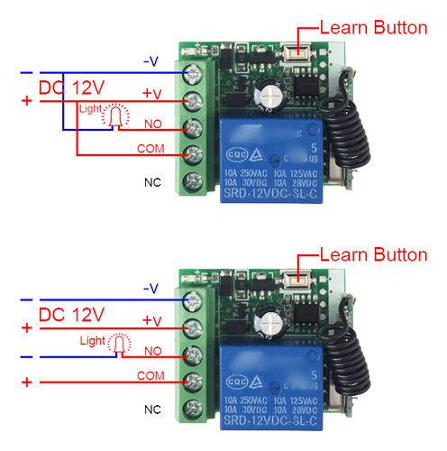 Receptor Inalámbrico 12v 433mhz Solo Relé Automatización