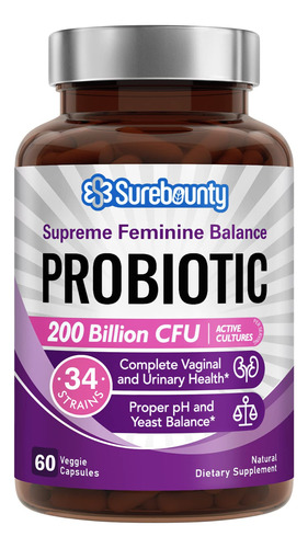 Surebounty Probiotico Para Mujer, 200 Mil Millones De Ufc, P