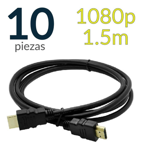 Paquete De 10 Cables Hdmi Full Hd 1080p De 1.5 Metros