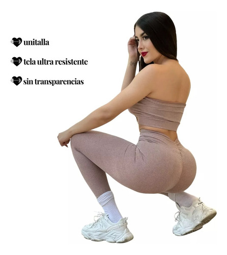 Top Bralette + Leggin Push Up (color Arena Y Tela Suave)